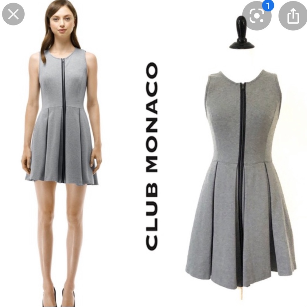 CLUB MONACO Grey Knit Front-Zip Fit & Flare